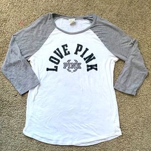 PINK shirt, size L, gray and white
